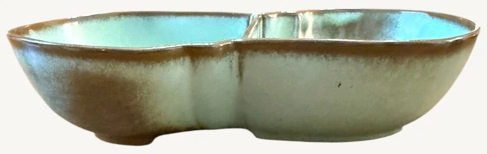 Vintage Frankoma 4QD Prairie Green Plainsman Divided Serving Relish Dish MCM